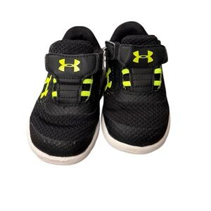 Under Armour Black and Yellow Sneakers with Velcro Closure-Toddler Size 5